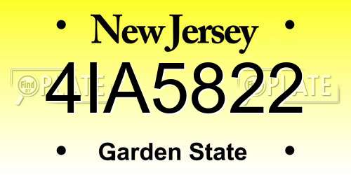 4IA5822 New Jersey License Plate