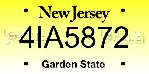 4IA5872 New Jersey License Plate