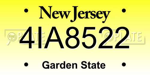 4IA8522 New Jersey License Plate