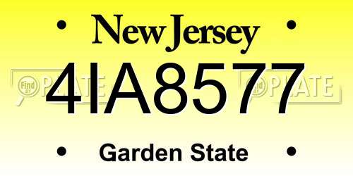 4IA8577 New Jersey License Plate