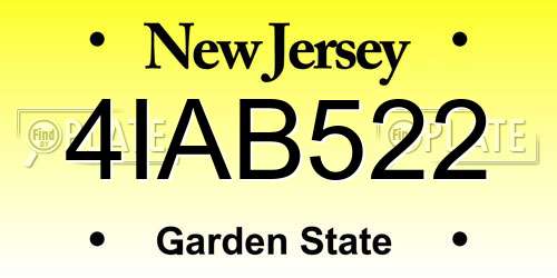 4IAB522 New Jersey License Plate