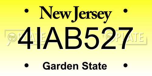 4IAB527 New Jersey License Plate