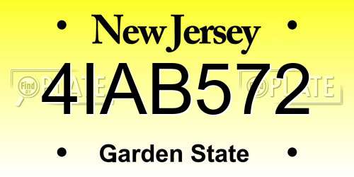 4IAB572 New Jersey License Plate
