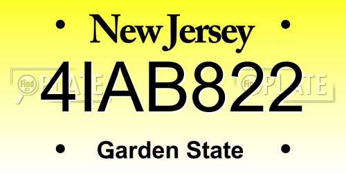 4IAB822 New Jersey License Plate