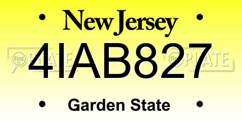4IAB827 New Jersey License Plate