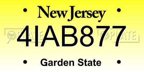 4IAB877 New Jersey License Plate