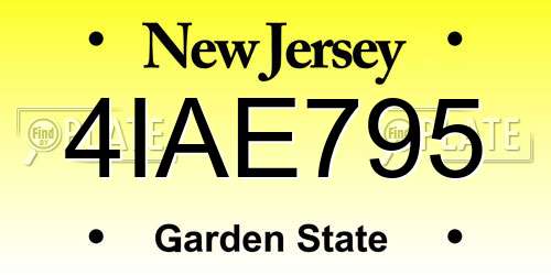4IAE795 New Jersey License Plate
