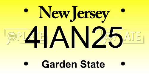 4IAN25 New Jersey License Plate