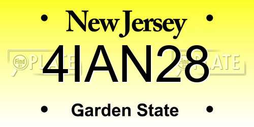 4IAN28 New Jersey License Plate