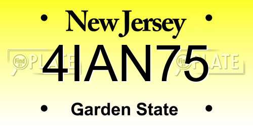 4IAN75 New Jersey License Plate