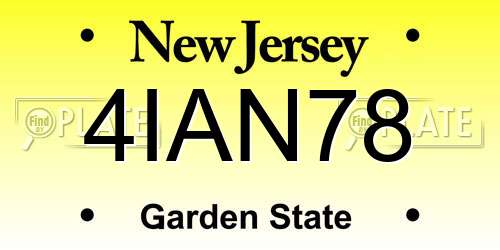 4IAN78 New Jersey License Plate