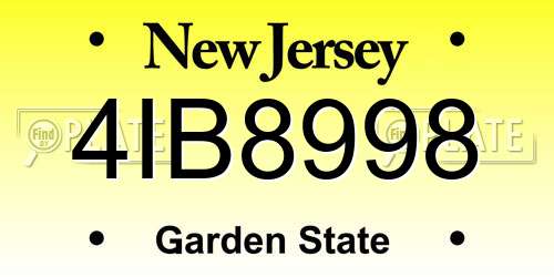 4IB8998 New Jersey License Plate