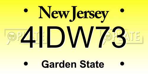 4IDW73 New Jersey License Plate