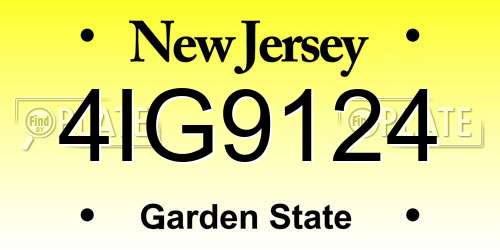 4IG9124 New Jersey License Plate