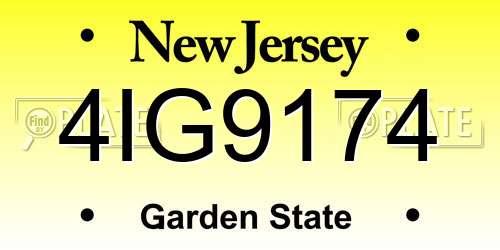 4IG9174 New Jersey License Plate