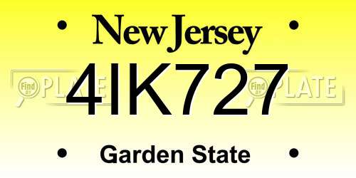 4IK727 New Jersey License Plate