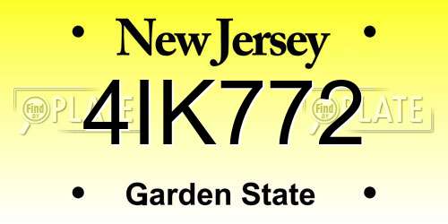 4IK772 New Jersey License Plate
