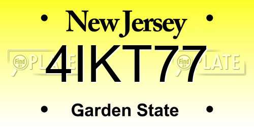 4IKT77 New Jersey License Plate