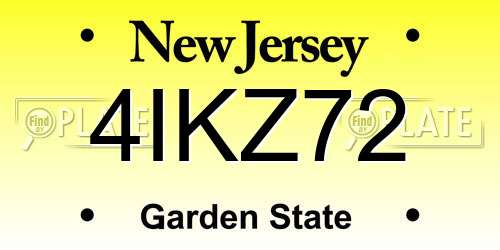 4IKZ72 New Jersey License Plate