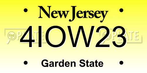 4IOW23 New Jersey License Plate