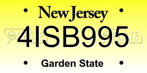 4ISB995 New Jersey License Plate