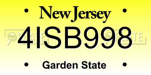 4ISB998 New Jersey License Plate