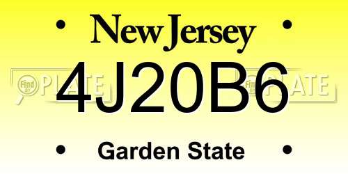 4J20B6 New Jersey License Plate