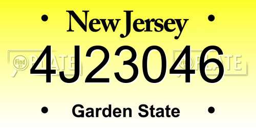 4J23046 New Jersey License Plate