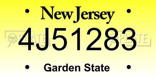 4J51283 New Jersey License Plate