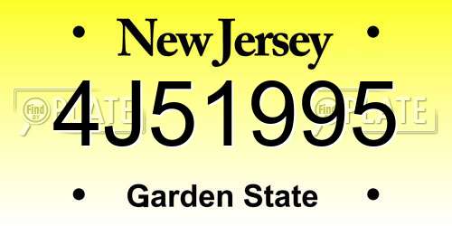 4J51995 New Jersey License Plate
