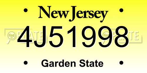 4J51998 New Jersey License Plate