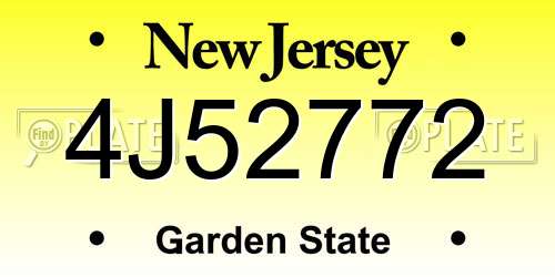 4J52772 New Jersey License Plate