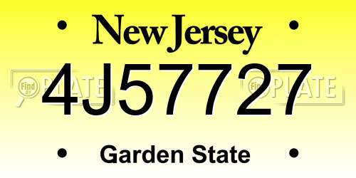 4J57727 New Jersey License Plate