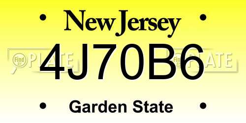 4J70B6 New Jersey License Plate