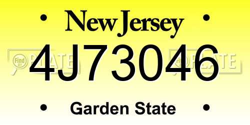 4J73046 New Jersey License Plate