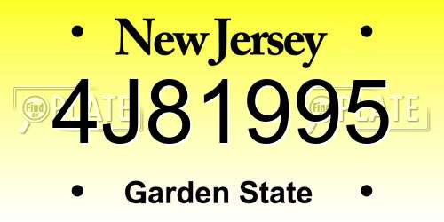 4J81995 New Jersey License Plate