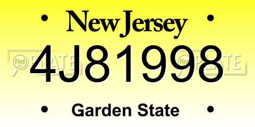 4J81998 New Jersey License Plate