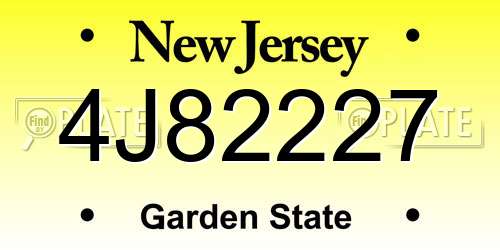 4J82227 New Jersey License Plate