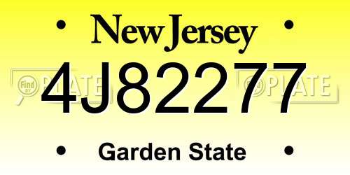 4J82277 New Jersey License Plate