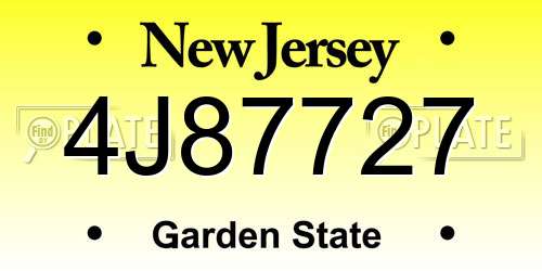 4J87727 New Jersey License Plate