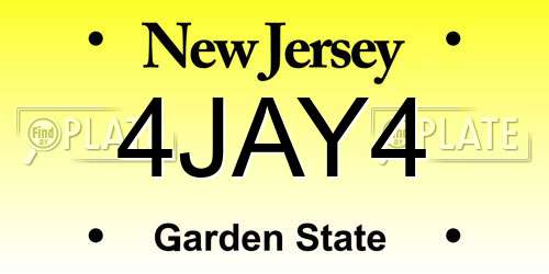 4JAY4 New Jersey License Plate