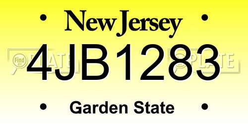 4JB1283 New Jersey License Plate