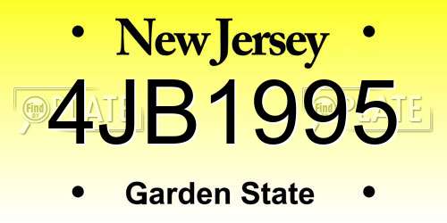 4JB1995 New Jersey License Plate
