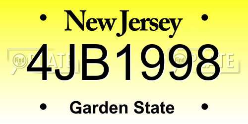 4JB1998 New Jersey License Plate