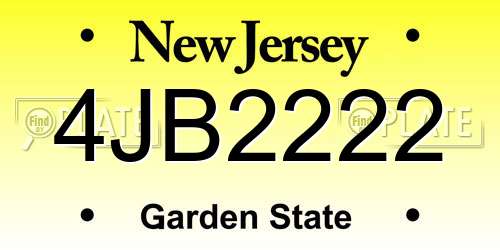 4JB2222 New Jersey License Plate