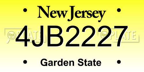 4JB2227 New Jersey License Plate