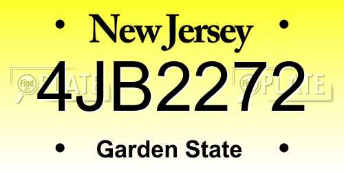 4JB2272 New Jersey License Plate