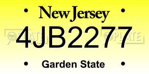 4JB2277 New Jersey License Plate