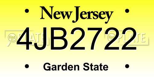 4JB2722 New Jersey License Plate