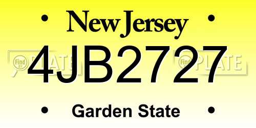 4JB2727 New Jersey License Plate